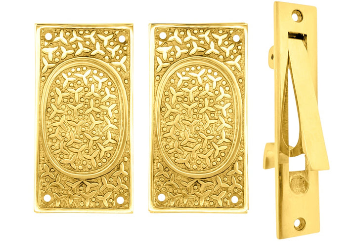 Rice Pattern Pocket Door Set (Several Finishes Available)