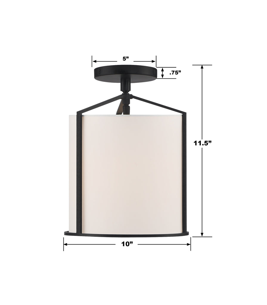 ##Antique Hardware## Carlyn 1 Light Black Semi Flush Mount