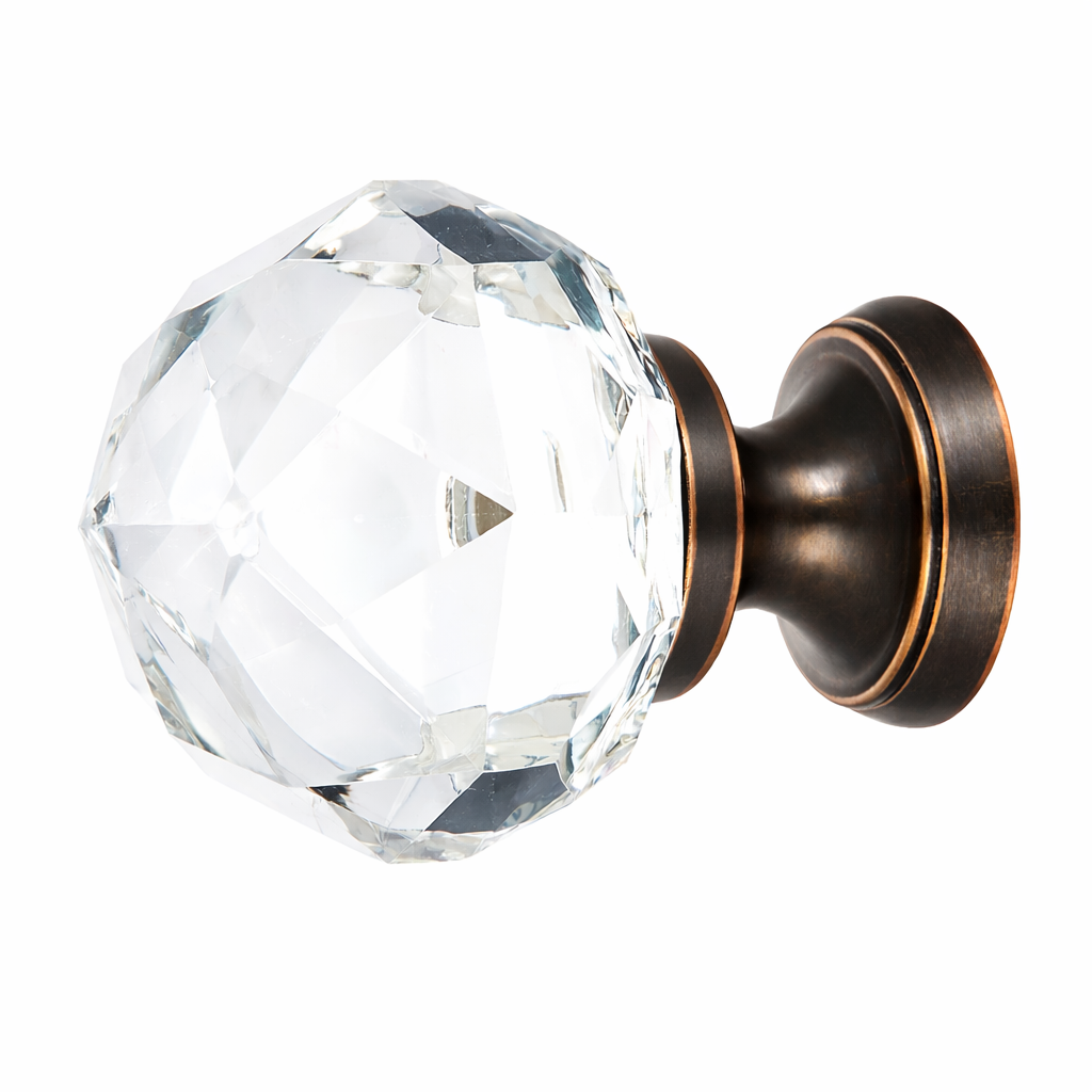 1 1/4 Inch Diamond Crystal Glass Cabinet & Furniture Knob