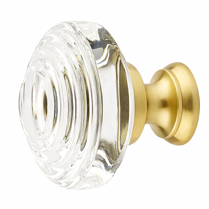 1 1/4 Inch Clear Crystal Glass Deco Cabinet & Furniture Knob