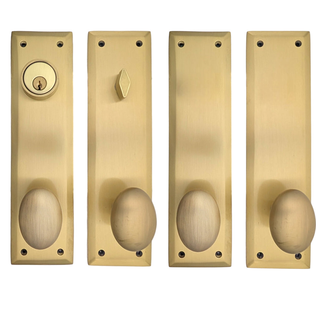 ##Antique Hardware## Quaker Style Double-Door Deadbolt Entryway Set (Several Knob & Finish Options)