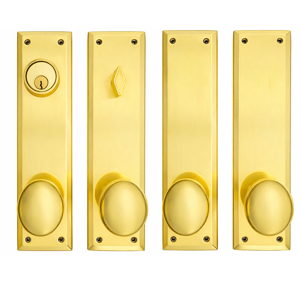 ##Antique Hardware## Quaker Style Double-Door Deadbolt Entryway Set (Several Knob & Finish Options)
