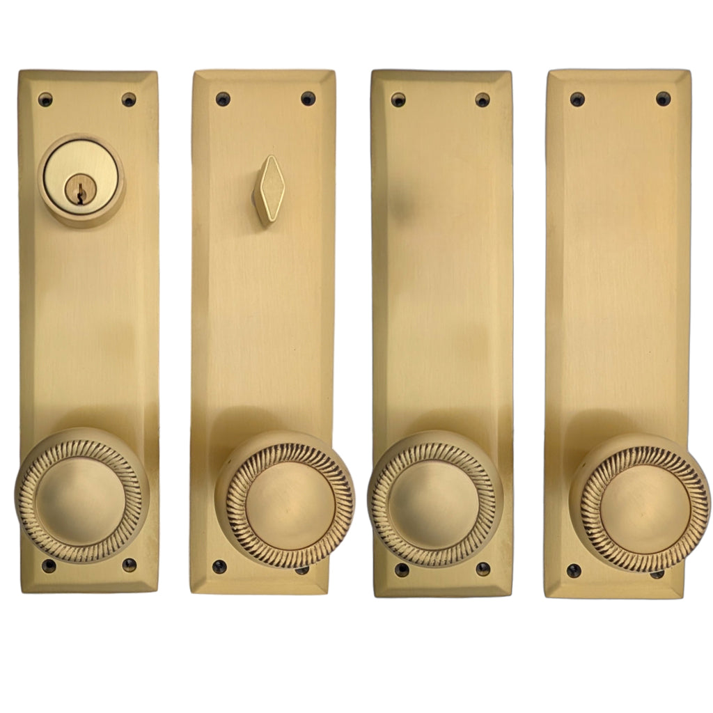 ##Antique Hardware## Quaker Style Double-Door Deadbolt Entryway Set (Several Knob & Finish Options)