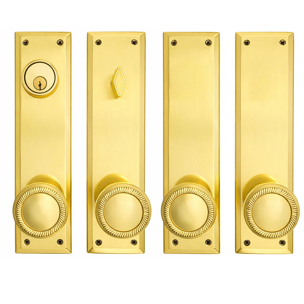 ##Antique Hardware## Quaker Style Double-Door Deadbolt Entryway Set (Several Knob & Finish Options)