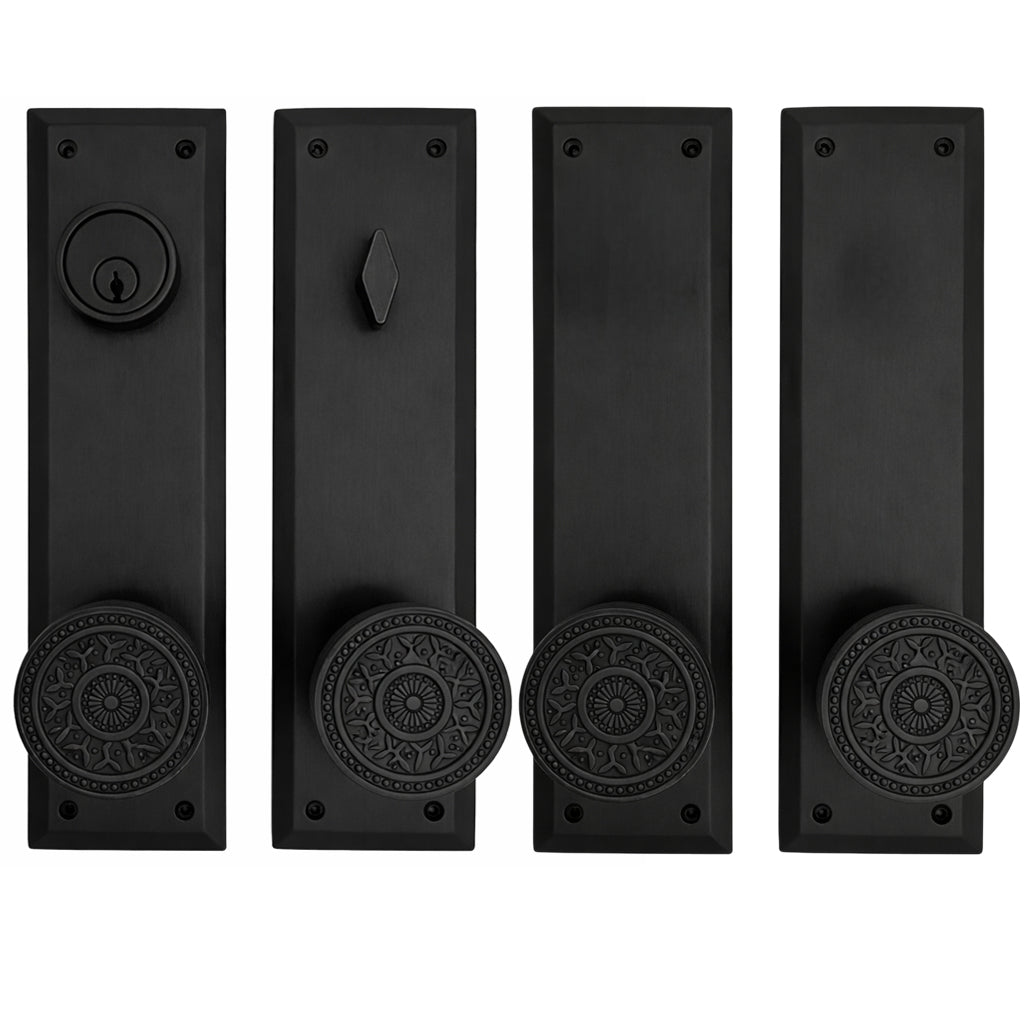 ##Antique Hardware## Quaker Style Double-Door Deadbolt Entryway Set (Several Knob & Finish Options)