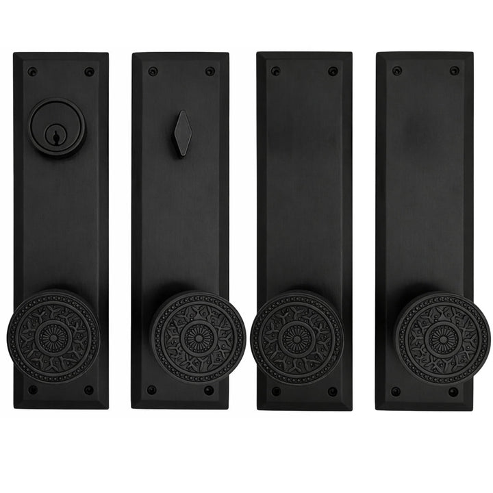##Antique Hardware## Quaker Style Double-Door Deadbolt Entryway Set (Several Knob & Finish Options)