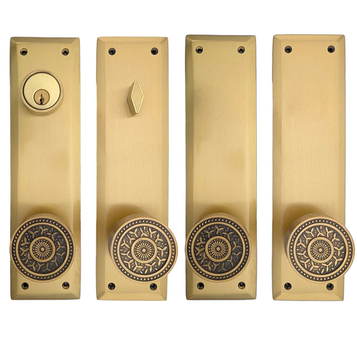 ##Antique Hardware## Quaker Style Double-Door Deadbolt Entryway Set (Several Knob & Finish Options)