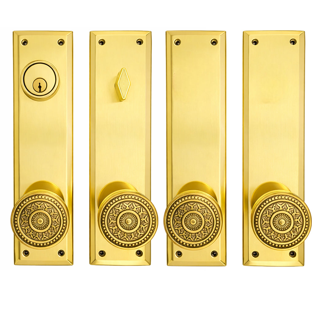 ##Antique Hardware## Quaker Style Double-Door Deadbolt Entryway Set (Several Knob & Finish Options)