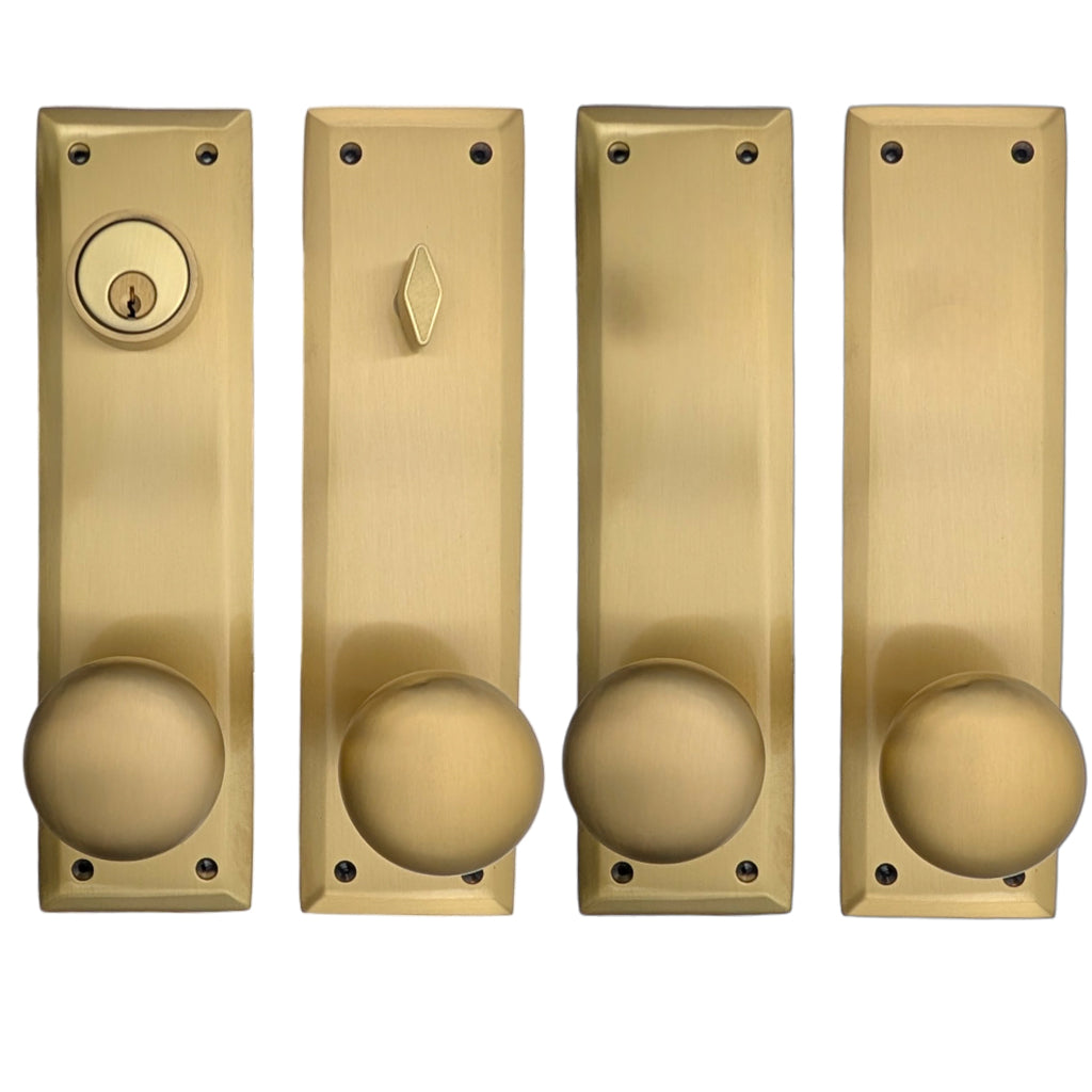 ##Antique Hardware## Quaker Style Double-Door Deadbolt Entryway Set (Several Knob & Finish Options)