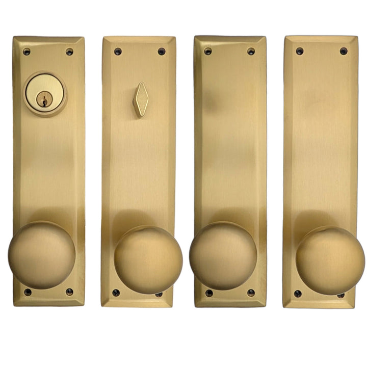 ##Antique Hardware## Quaker Style Double-Door Deadbolt Entryway Set (Several Knob & Finish Options)