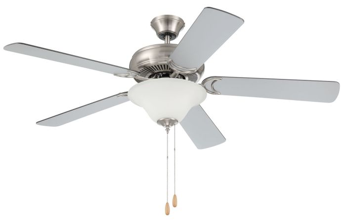 ##Antique Hardware## 52" Decorator's Choice 2 Light in Brushed Polished Nickel w/ Brushed Nickel/Walnut Blades
