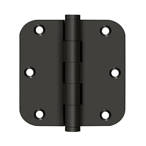 ##Antique Hardware## 3 1/2 Inch X 3 1/2 Inch Solid Brass Residential Hinge with Interchangeable Finials (5/8" Radius Corner)