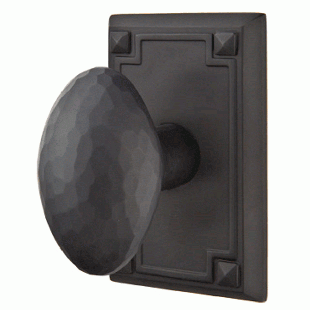 ##Antique Hardware## Hammered Egg Knob With Rectangular Rosette (Several Finish Options)