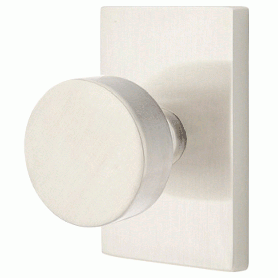 Antique Hardware Emtek Solid Brass Round Door Knob Set With Modern Rectangular Rosette (Several Finish Options) EMTEK DOOR KNOB