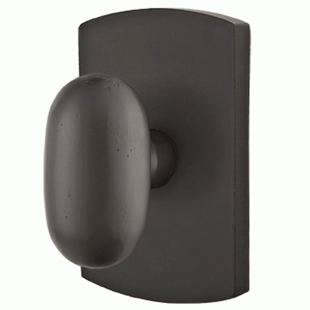 ##Antique Hardware## Emtek Solid Brass Sandcast Egg Door Knob Set With Rounded Rectangular Rosette (Several Finish Options)