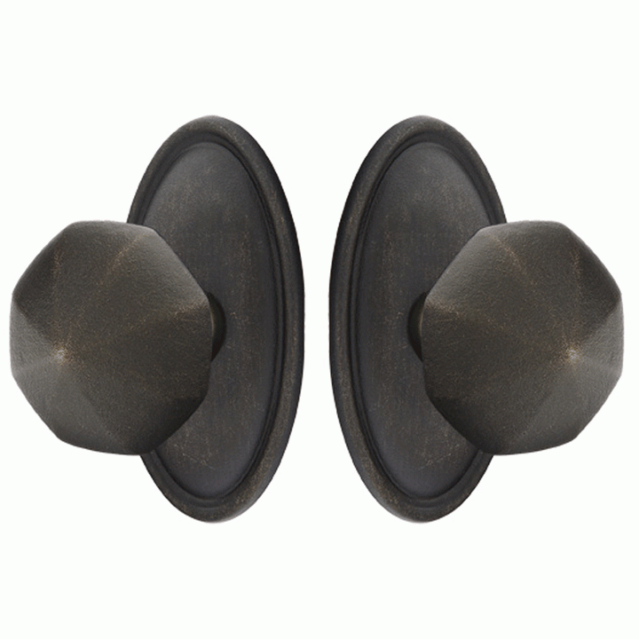 ##Antique Hardware## Solid Brass Lost Wax Octagon Door Knob Set With Oval Rosette (Several Finish Options)