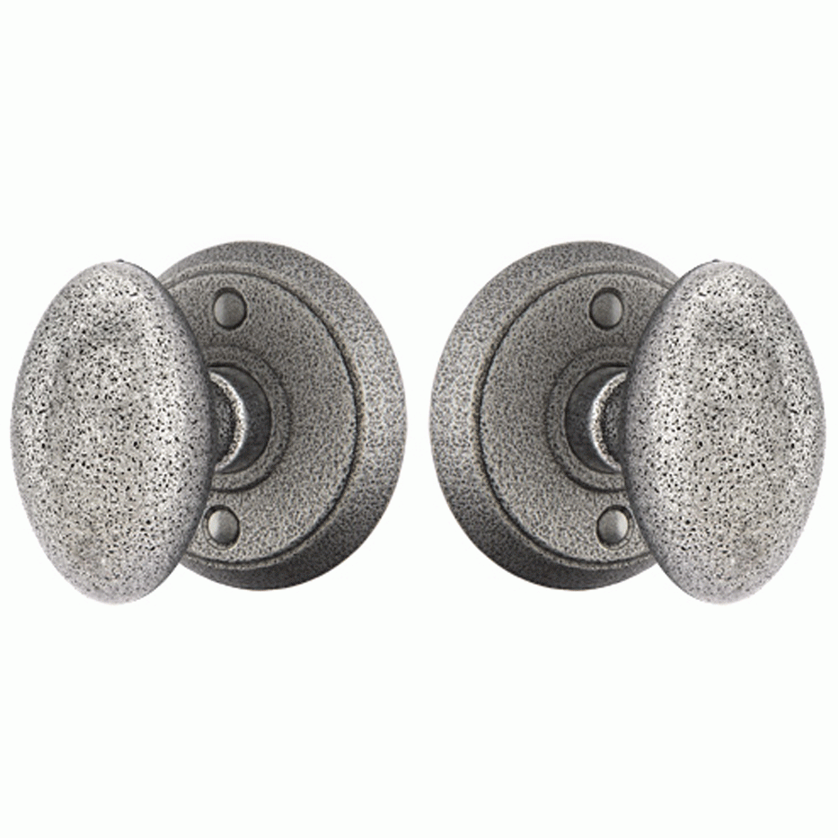 ##Antique Hardware## Solid Brass Savannah Door Knob Set With Disk Rosette (Several Finish Options)