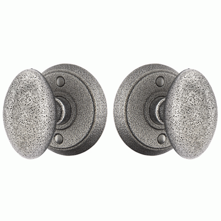 ##Antique Hardware## Solid Brass Savannah Door Knob Set With Disk Rosette (Several Finish Options)