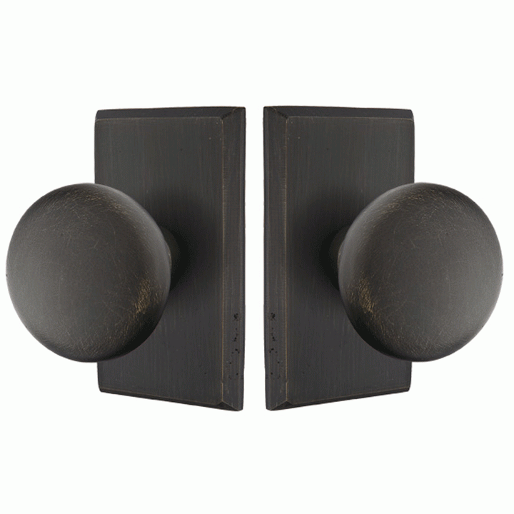 ##Antique Hardware## Solid Brass Sandcast Winchester Door Knob Set With Rectangular Rosette (Several Finish Options)