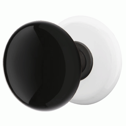 ##Antique Hardware## Black Porcelain Ebony Door Knob Set With Porcelain Rosette (Several Finish Options)