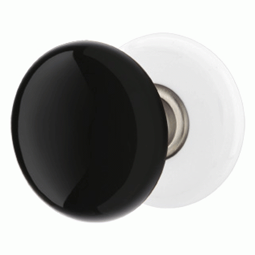 ##Antique Hardware## Black Porcelain Ebony Door Knob Set With Porcelain Rosette (Several Finish Options)