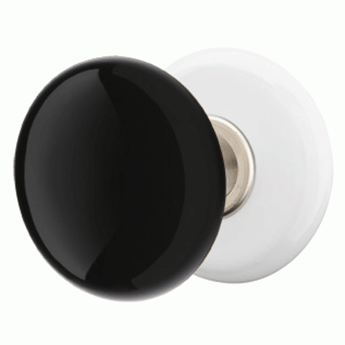 ##Antique Hardware## Black Porcelain Ebony Door Knob Set With Porcelain Rosette (Several Finish Options)