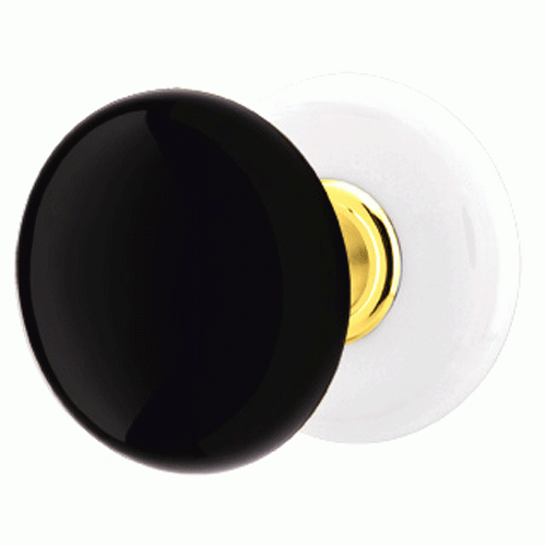 ##Antique Hardware## Black Porcelain Ebony Door Knob Set With Porcelain Rosette (Several Finish Options)
