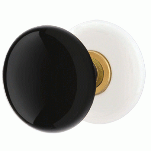 ##Antique Hardware## Black Porcelain Ebony Door Knob Set With Porcelain Rosette (Several Finish Options)
