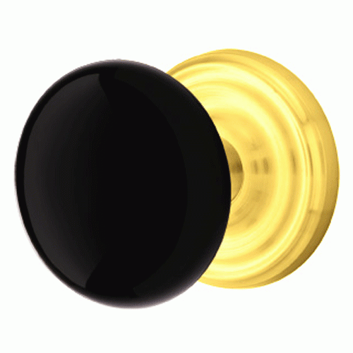 ##Antique Hardware## Black Porcelain Ebony Door Knob Set With Regular Rosette (Several Finish Options)