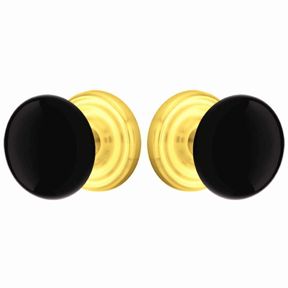 ##Antique Hardware## Black Porcelain Ebony Door Knob Set With Regular Rosette (Several Finish Options)
