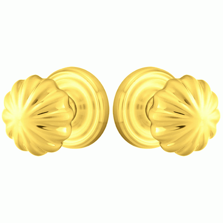 ##Antique Hardware## Solid Brass Melon Door Knob Set With Regular Rosette (Several Finish Options)