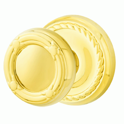 ##Antique Hardware## Solid Brass Ribbon & Reed Door Knob Set With Rope Rosette