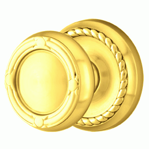 ##Antique Hardware## Solid Brass Ribbon & Reed Door Knob Set With Rope Rosette