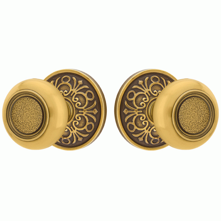##Antique Hardware## Solid Brass Belmont Door Knob Set With Lancaster Rosette (Several Finish Options)
