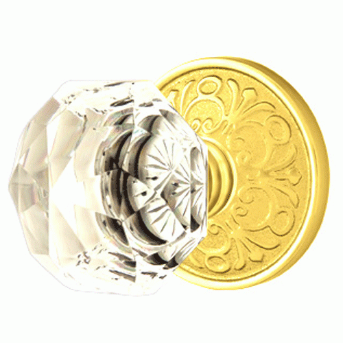 ##Antique Hardware## Emtek Diamond Crystal Door Knob Set With Lancaster Rosette (Several Finish Options)