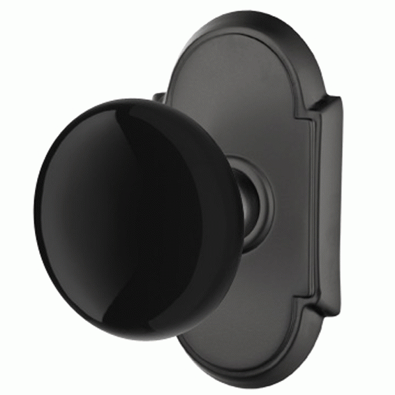 ##Antique Hardware## Black Porcelain Ebony Door Knob Set With # 8 Rosette (Several Finish Options)