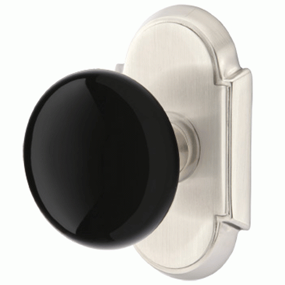 ##Antique Hardware## Black Porcelain Ebony Door Knob Set With # 8 Rosette (Several Finish Options)