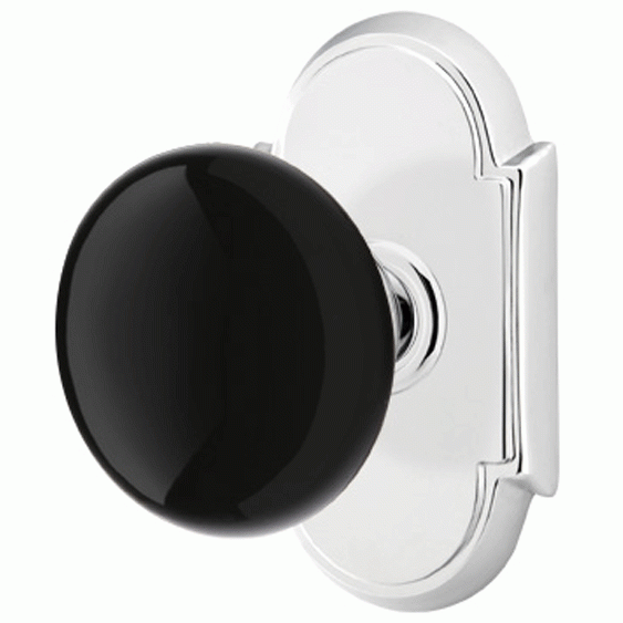 ##Antique Hardware## Black Porcelain Ebony Door Knob Set With # 8 Rosette (Several Finish Options)