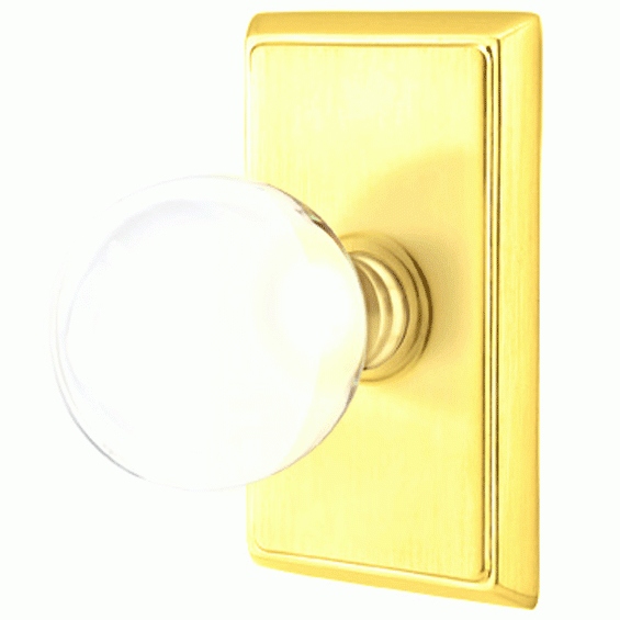##Antique Hardware## Crystal Bristol Door Knob Set With Rectangular Rosette (Severl Finish Options)