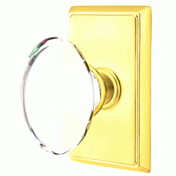 ##Antique Hardware## Crystal Hampton Door Knob Set With Rectangular Rosette (Several Finish Options)