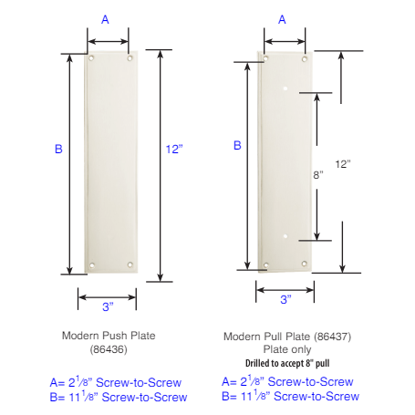 ##Antique Hardware## 12 Inch Solid Brass Modern Baden Pull Plate Set