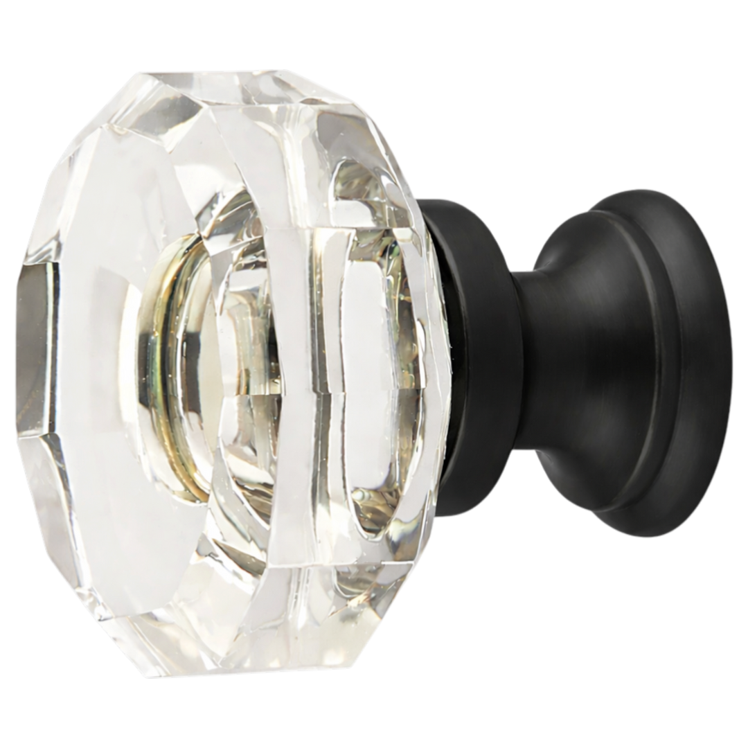 1 3/8 Inch Clear Crystal Glass Lowell Cabinet & Furniture Knob