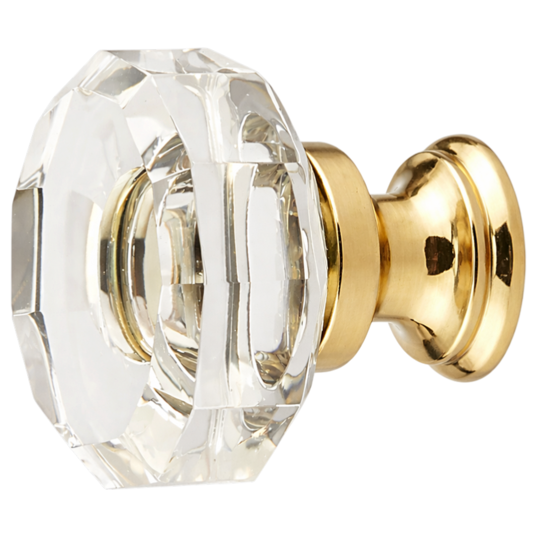 1 3/8 Inch Clear Crystal Glass Lowell Cabinet & Furniture Knob