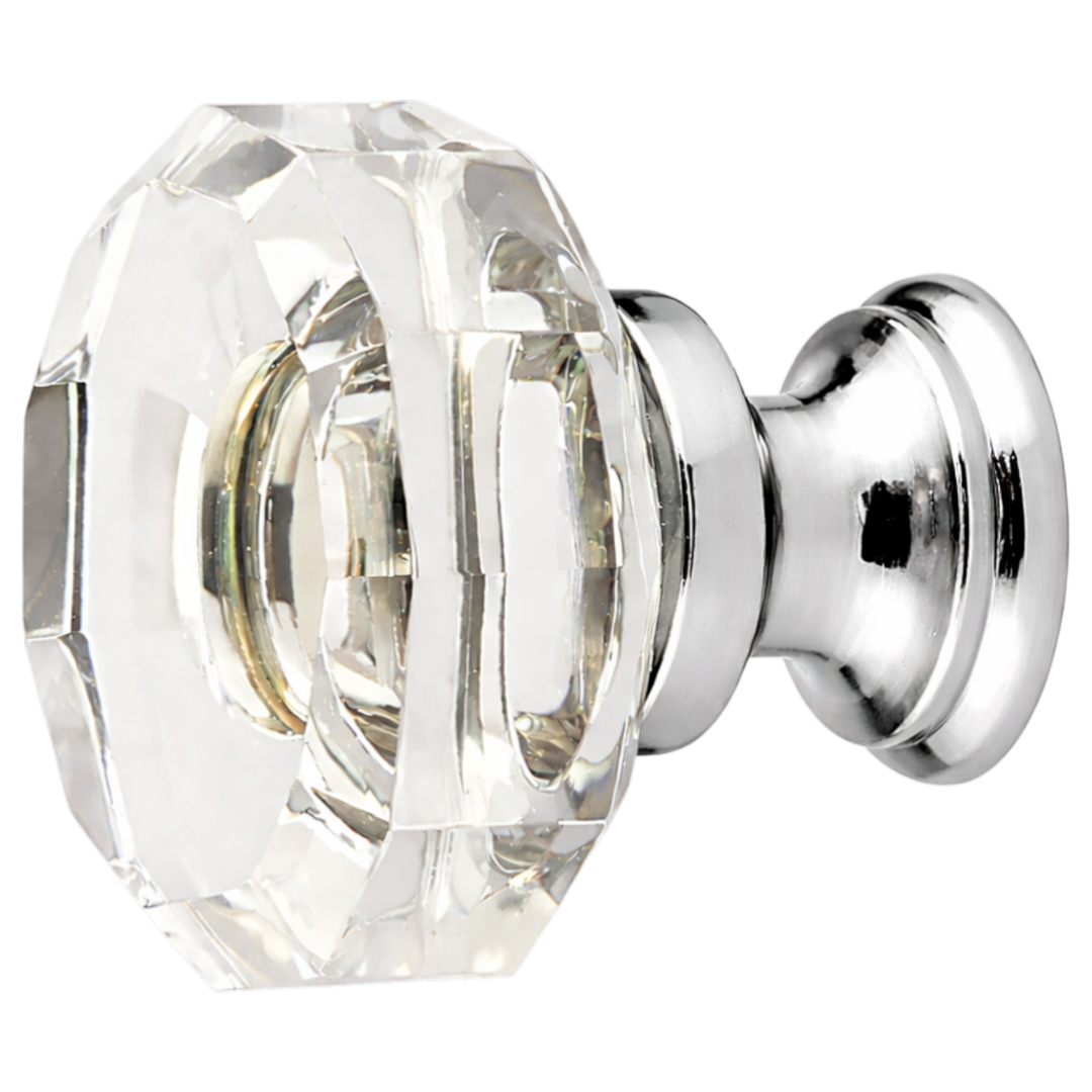 1 3/8 Inch Clear Crystal Glass Lowell Cabinet & Furniture Knob
