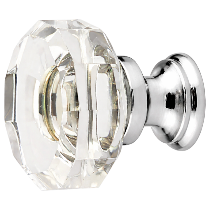 1 3/8 Inch Clear Crystal Glass Lowell Cabinet & Furniture Knob