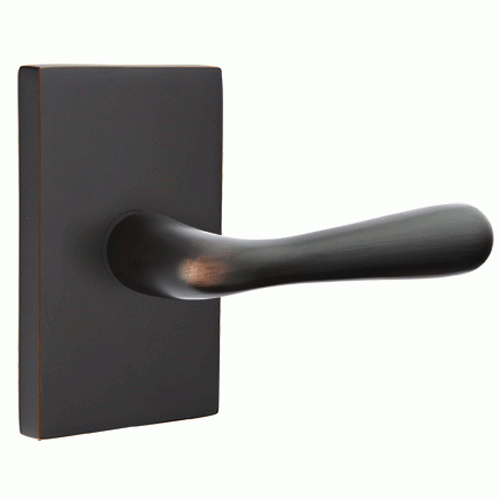 ##Antique Hardware## Emtek Solid Brass Basal Lever With Modern Rectangular Rosette (Several Finish Options)