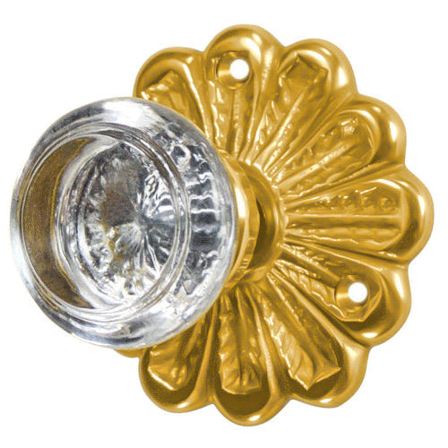 Maltesia Flower Rosette Door Set with Round Clear Door Knobs (Several Finishes Available)