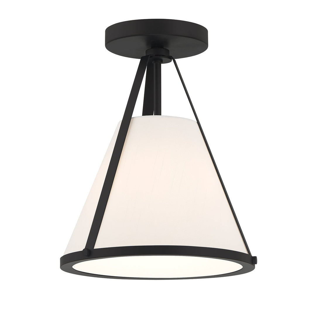 ##Antique Hardware## Fulton 1 Light Black Semi Flush Mount