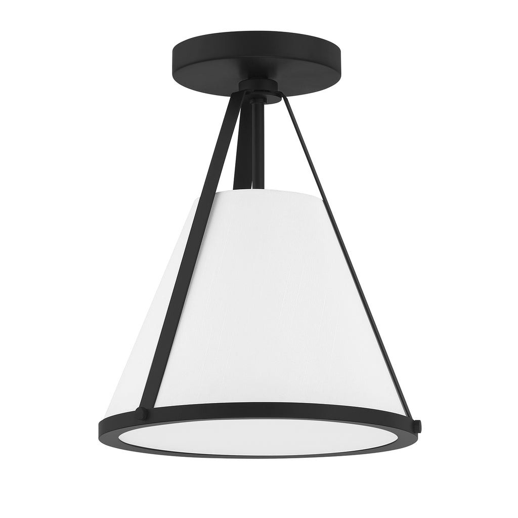 ##Antique Hardware## Fulton 1 Light Black Semi Flush Mount