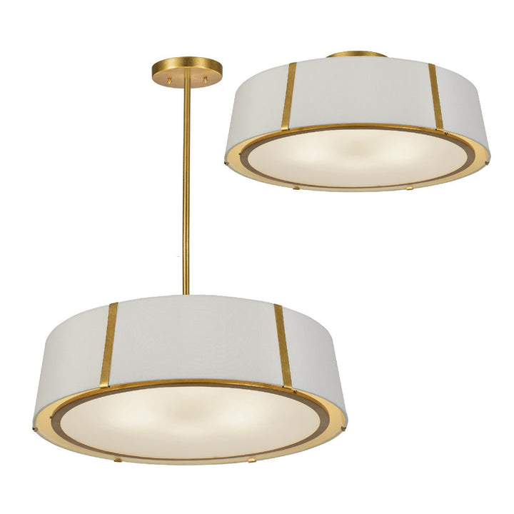 ##Antique Hardware## Fulton 6 Light Antique Gold Semi Flush Mount